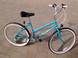 Restored Diamond Back Ascent bicycle, teal blue frame and white cables