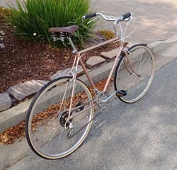 Rebuilt 1966 Schwinn Varsity bicycle, rose gold frame