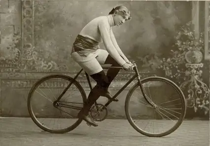 Tillie Anderson on a bike