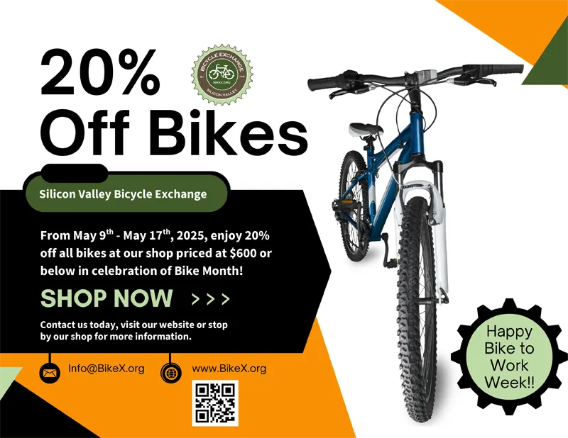 20% Off Bikes priced at $600 or below, from May 1 to 16